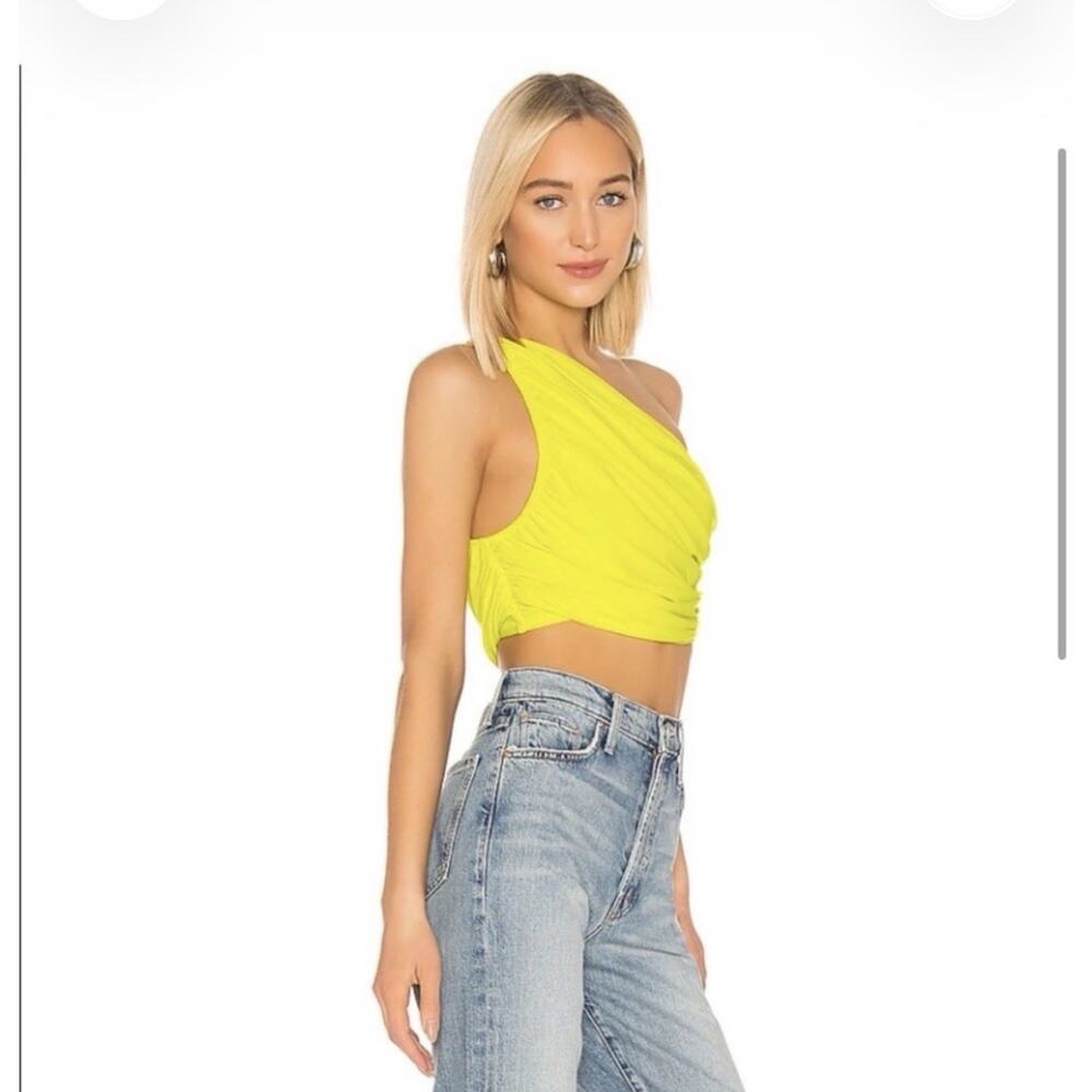 Norma Kamali Diana Asymmetrical Ruched One Shoulder Top Spring Green Size Small - Picture 2 of 7